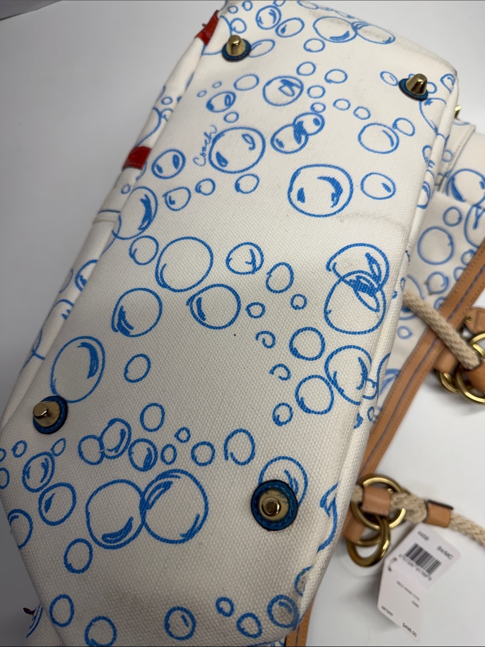 Coach Resort Bubble Tote Bag Purse Canvas Fish Sequins New Rare Limited Edition - Picture 7 of 12